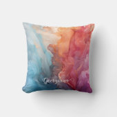 海パーソナライズされたカラフルアルコールインクに沈む クッション (正面)