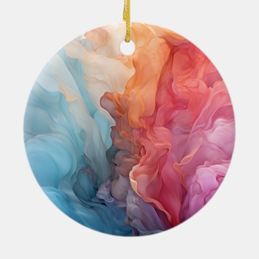 海パーソナライズされたカラフルアルコールインクに沈む セラミックオーナメント (裏面)