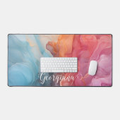 海パーソナライズされたカラフルアルコールインクに沈む デスクマット (キーボード&マウス)