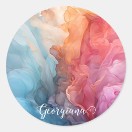 海パーソナライズされたカラフルアルコールインクに沈む ラウンドシール