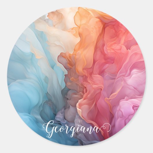 海パーソナライズされたカラフルアルコールインクに沈む ラウンドシール (正面)