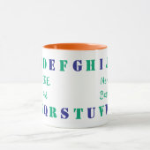 海パーソナライズされたグリーン、青の英語アルファベット マグカップ (中央)