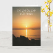 海パーソナライズされたサンセット60誕生日 カード (黄色い花)