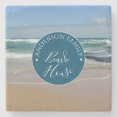 海パーソナライズされたビーチハウスラウンドストーンコースター ストーンコースター (正面)