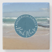 海パーソナライズされたビーチハウスラウンドストーンコースター ストーンコースター (正面)