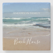 海パーソナライズされたビーチハウス ストーンコースター (正面)