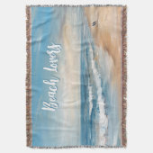 海パーソナライズされたビーチバケーションシーン スローブランケット (正面縦)