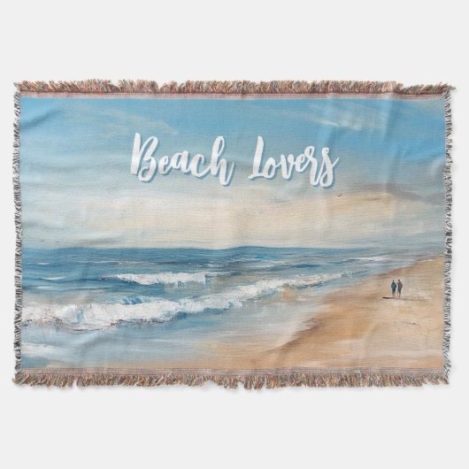 海パーソナライズされたビーチバケーションシーン スローブランケット (正面)