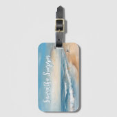 海パーソナライズされたビーチバケーションシーン ラゲッジタグ (正面縦)