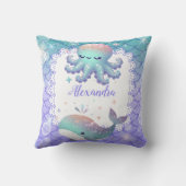 海パーソナライズされた下の水彩画 クッション (裏面)