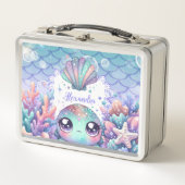 海パーソナライズされた下の水彩画 メタルランチボックス (正面)