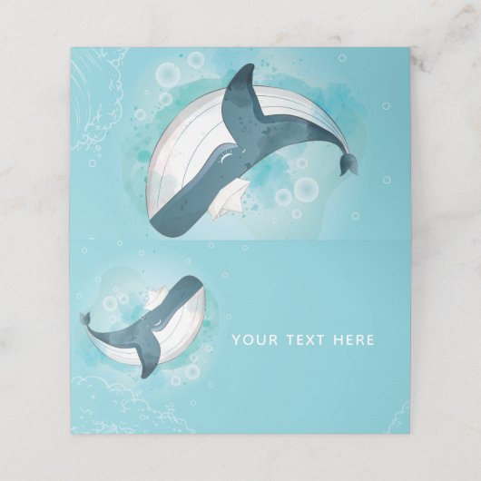 海パーソナライズされた下の鯨 プレイスカード (外部開封)
