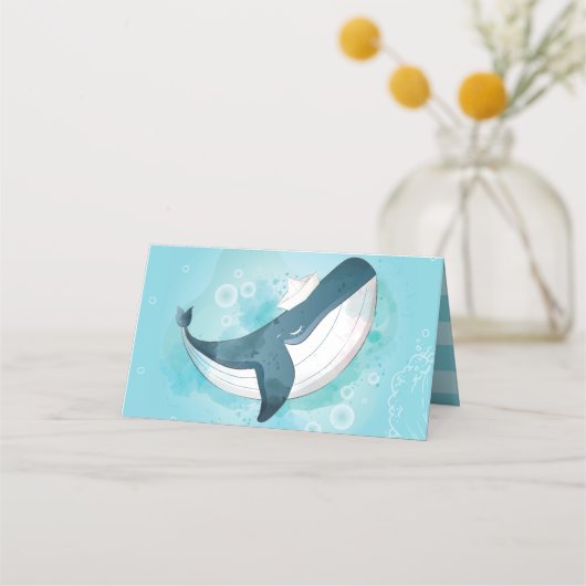 海パーソナライズされた下の鯨 プレイスカード (裏面)