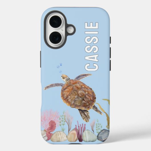 海パーソナライズされた亀の青の下で Case-Mate iPhoneケース (裏面)