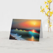海パーソナライズされた広告サンセットをテーマにした記念日 カード (黄色い花)