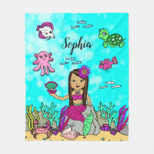 海パーソナライズされた毛布の下の人魚