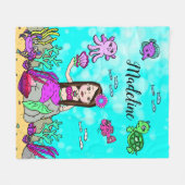 海パーソナライズされた毛布の下の人魚 フリースブランケット (正面(横))