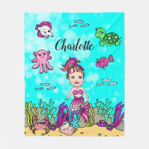 海パーソナライズされた毛布の下の人魚