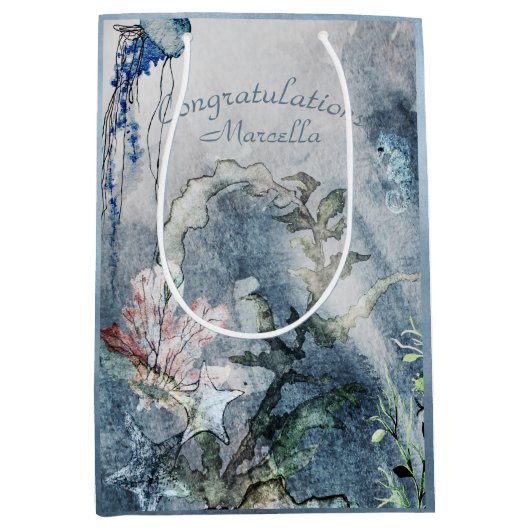 海パーソナライズされた沿岸の ミディアムペーパーバッグ (正面)