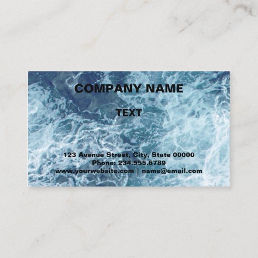 海パーソナライズされた海波ネイビー青自然水 名刺 (裏面)