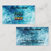 海パーソナライズされた海波ネイビー青自然水 名刺 (正面/裏面)