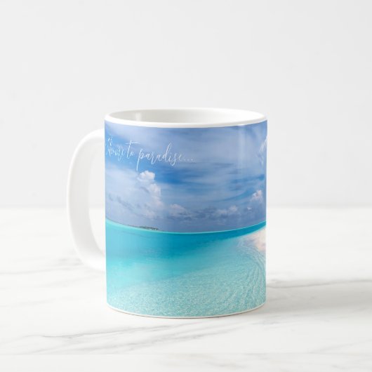 海パーソナライズされた海浜熱帯地域 コーヒーマグカップ (正面左)