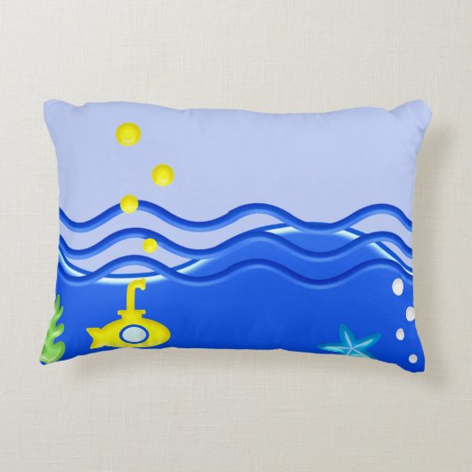 海パーソナライズされた潜水艦ビーチ アクセントクッション (裏面)