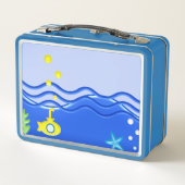 海パーソナライズされた潜水艦ビーチ メタルランチボックス (裏面)