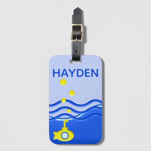 海パーソナライズされた潜水艦ビーチ ラゲッジタグ (正面縦)
