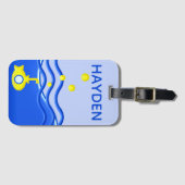 海パーソナライズされた潜水艦ビーチ ラゲッジタグ (正面横)