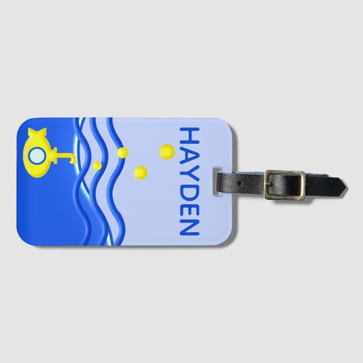 海パーソナライズされた潜水艦ビーチ ラゲッジタグ (正面横)