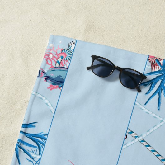 海パーソナライズされた礁模様の下の名前 ビーチタオル (インサイチュ)