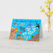 海パーソナライズされた第7誕生日 カード (黄色い花)