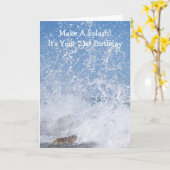 海パーソナライズされた21歳の誕生日 カード (黄色い花)