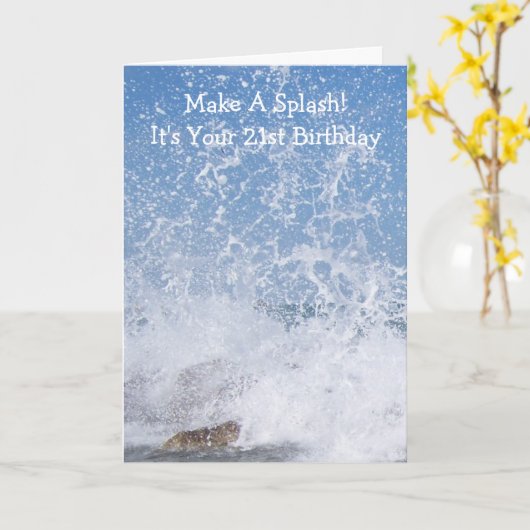 海パーソナライズされた21歳の誕生日 カード (黄色い花)