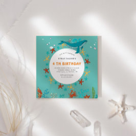 海パーティーブルー及びホワイト誕生日招待状