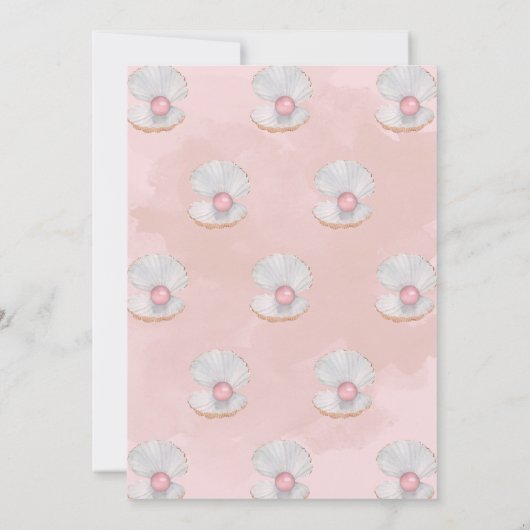 海パールシーシェルピンクガールベビーシャワー 招待状 (裏面)