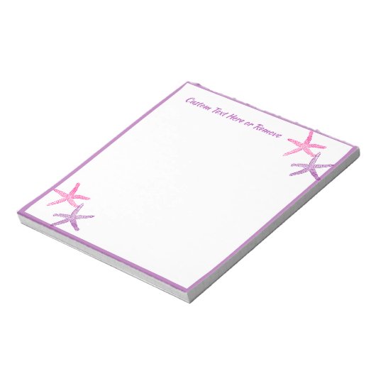 海ヒトデのピンクパーソナライズされた紫 ノートパッド (回転)