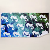 海ヒュスホワイトシーホース ビーチタオル (正面)