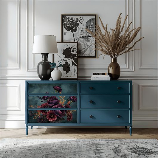 海ビクトリアン緑の花の光のデカップクラフト 薄葉紙