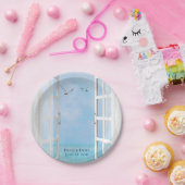 海ビューとシーグル付きのウィンドウを開く ペーパープレート (パーティー)