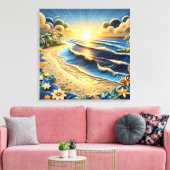 海ビュートロピカル紙のクイリング効果 キャンバスプリント (インサイチュ (リビング))