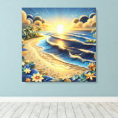 海ビュートロピカル紙のクイリング効果 キャンバスプリント (インサイチュ (ウッドフロア))