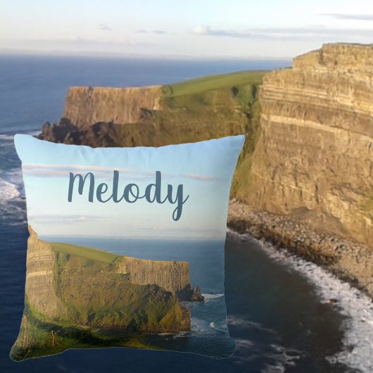 海ビュー深いブルー海辺の崖の名前フォト クッション