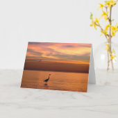 海ビュー：夕日 カード (黄色い花)