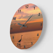 海ビュー：夕日 ラージ壁時計 (傾斜)