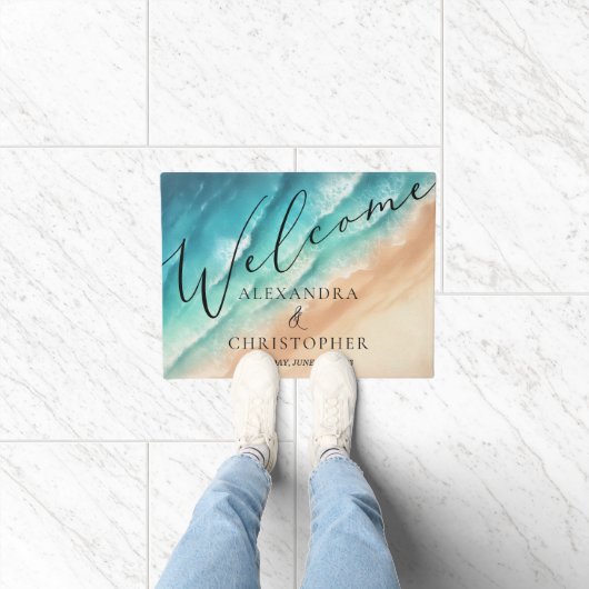 海ビーチかわいいシグネチャーサマーウェルカム ドアマット (室内)