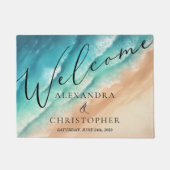 海ビーチかわいいシグネチャーサマーウェルカム ドアマット (正面)