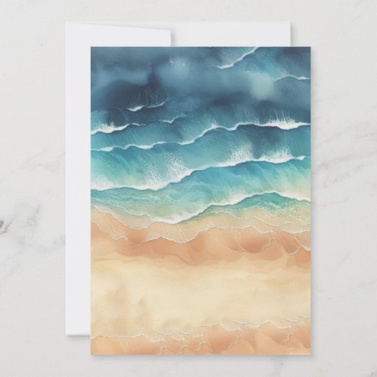 海ビーチかわいいシグネチャーサマーウォーター色 招待状 (裏面)