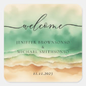 海ビーチかわいいシグネチャーサンサンド スクエアシール (正面)